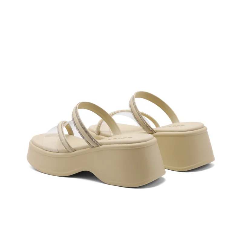 BELLE EVA Slip-Resistant Abrasion-Resistant Slide Slippers Women's Yellow Ecru-3