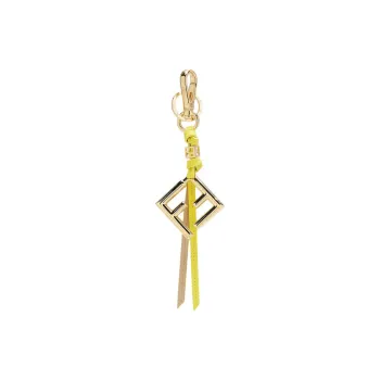 FENDI FF Diamonds Series Leather Key Ring Bag Accessories Women's Yellow