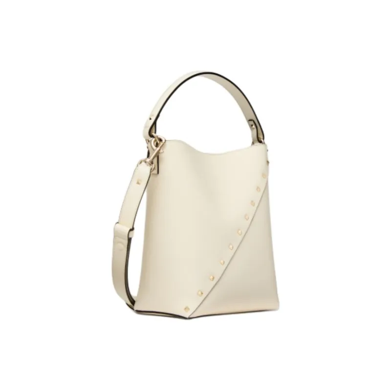 Valentino Rockstud Calfskin Bucket Bag Handbag Shoulder Bag Crossbody Bag Women's Ivory White-1