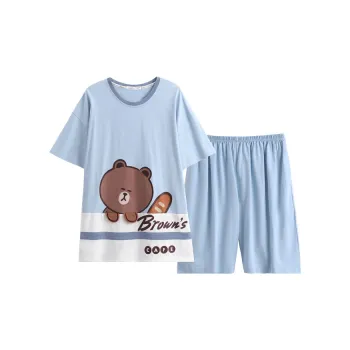FENTENG Brown Bear Pajama Set Men's Gentleman Blue