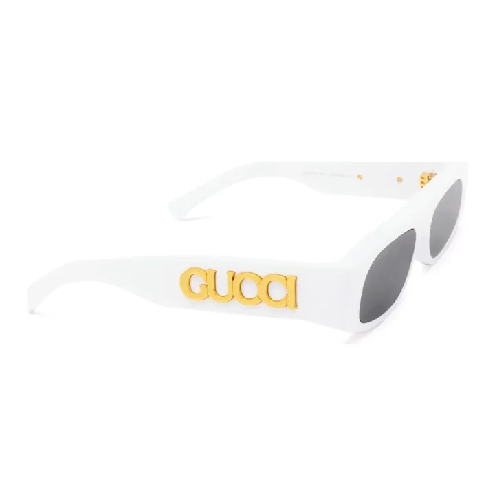 GUCCI Acetate Irregular Shape Sunglasses Women's White-2