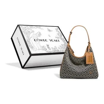 COWEC YCAKI Fabric, Artificial Leather Shoulder Bag Large Size Women's Black