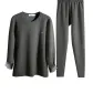 Crew Neck Clothing Sets (Dark Heather Gray) Wool Thermal/Silk-Like/Thickened and Fleece-Lined