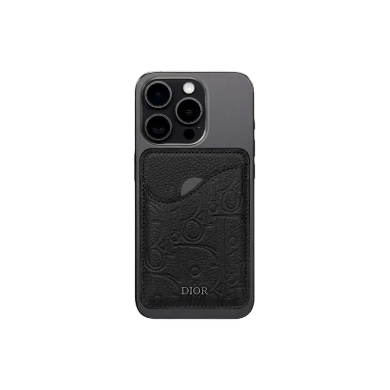 DIOR Gravity Print Effect Leather Card Holder Men's Black-3