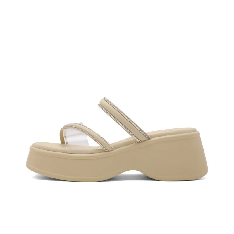 BELLE EVA Slip-Resistant Abrasion-Resistant Slide Slippers Women's Yellow Ecru-0