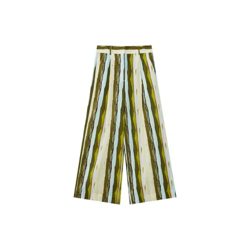 MARC OPOLO Casual Pants Women's Yellow And Green Vertical Stripes