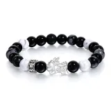 999 Fine Silver-Wealth and Prosperity Chinese Auspicious Animal Couple Beaded Bracelet[Men's]