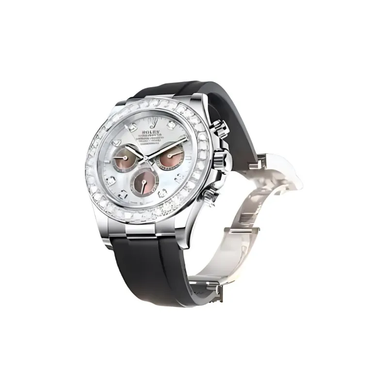 ROLEX Automatic Mechanical Movement Men's Watches Watch 40mm White Dial 18K White Gold Watch Case Rubber Strap-2