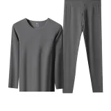 Thermal Underwear Tops+Long Johns Clothing Sets (Downpour Gray) German Fleece Heat/Seamless Cut/3A Antibacterial