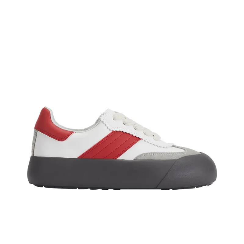 GOOD BAI Anti Slip Wear Resistant Low Top Casual Shoes Unisex Red Gray White-1