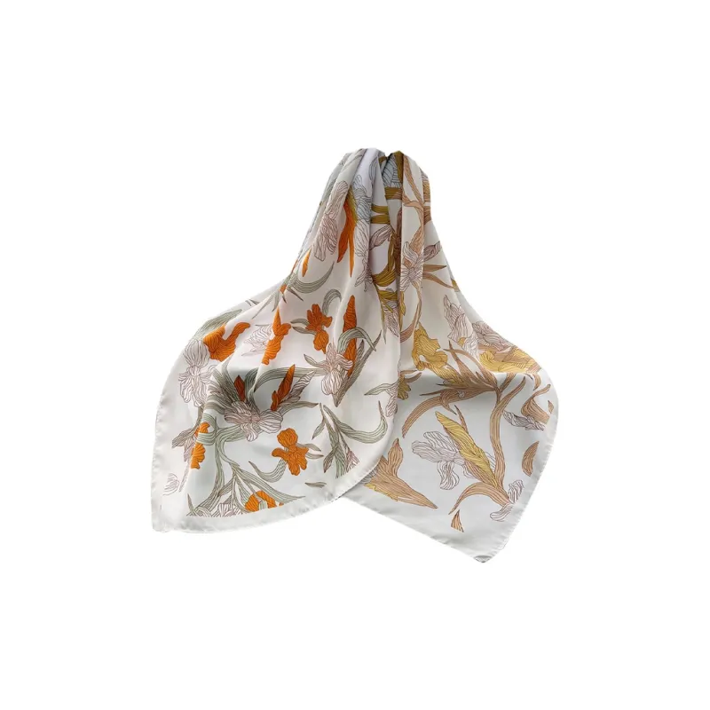 Eucalyptus Ornamentation Silk Scarves Women's-3