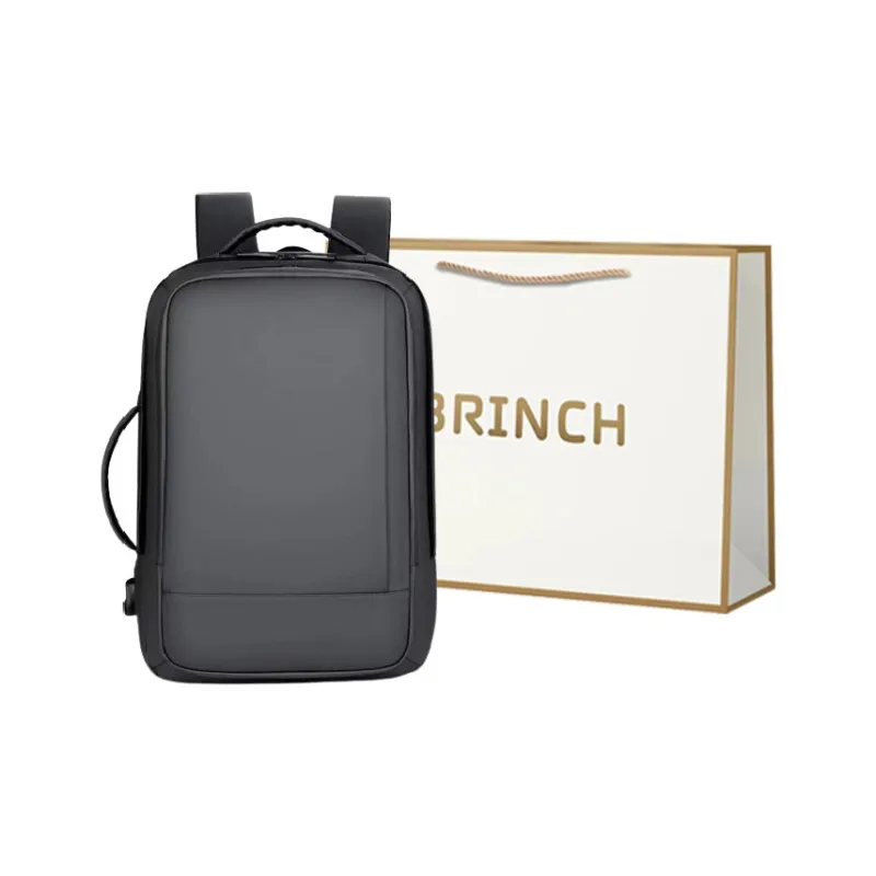 BRINCH Water Resistant Membrana Dermalis Backpack Men's Black Gray-5