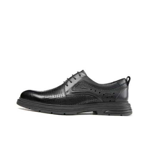 AOKANG New Arrival Business Formal Cut Out Lace Up Smokey shoes Casual Leather Smokey shoes Men's Black