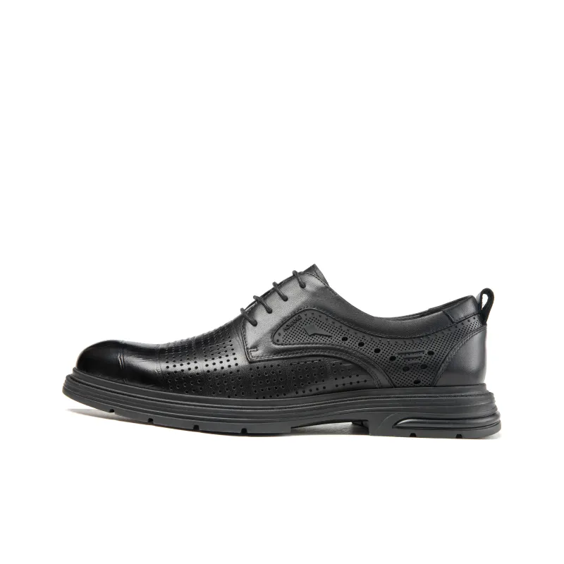 AOKANG New Arrival Business Formal, Cut Out Lace Up Shoes Casual Leather Shoes Men's Black-0