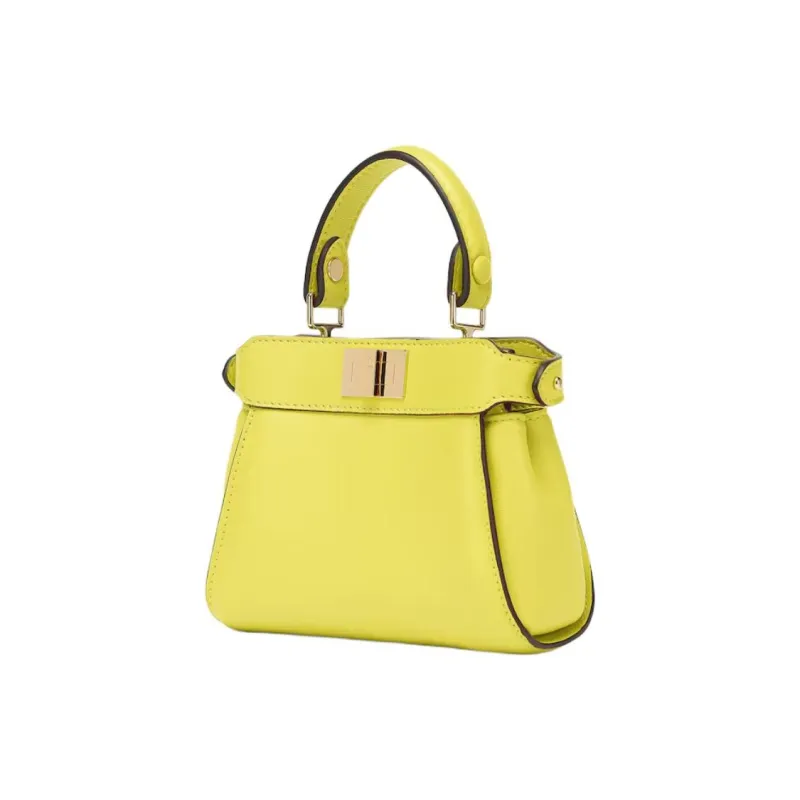 FENDI Peekaboo Lambskin One Shoulder Handbags Nano Women's Yellow-1