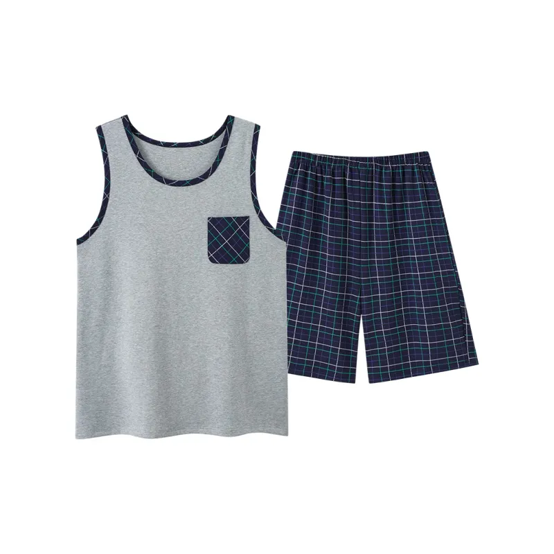 COMBO Pajama Set Men's Dark Gray Plaid-0