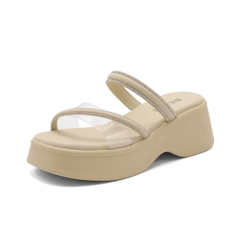 BELLE EVA Slip-Resistant Abrasion-Resistant Slide Slippers Women's Yellow Ecru-1