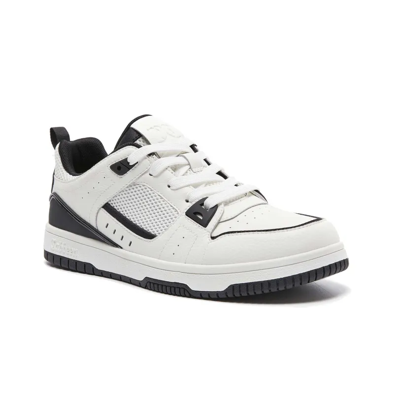 Cabbeen Fashion Classic Lightweight And Breathable Mid-Top Skateboard Shoes Men's Black White-1