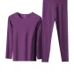 Thermal Underwear Tops+Long Johns Clothing Sets (Grape Purple)-Made of De-Weave Fabric, Seamless Design, 3A Antibacterial