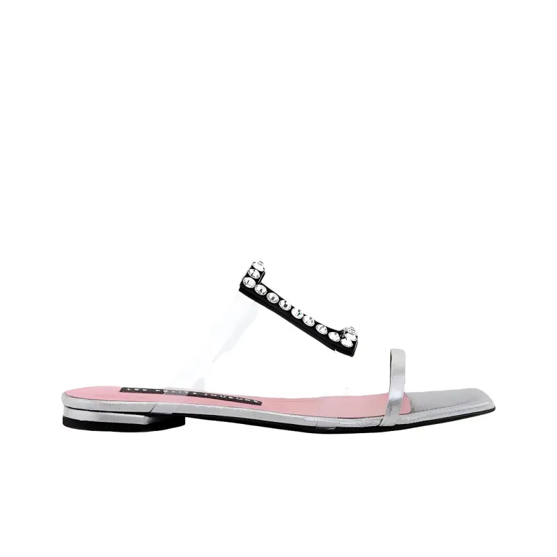 Les Petits Joueurs Slip-Resistant Slide Slippers Women's Silver-1