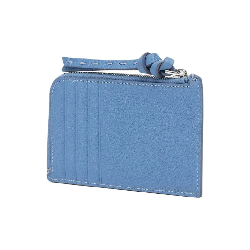 FENDI Peekaboo Cow Leather Card Holder Women's Light Blue-1