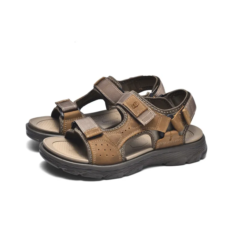 LAORENTOU Beach Sandals Men Khaki/Red Brown/Black-8