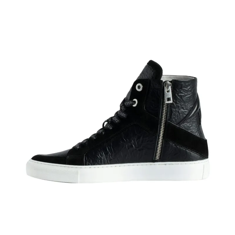 Zadig&Voltaire High Lash Crinkled-finish Leather Sneakers-0