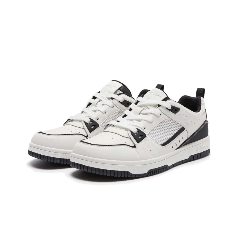 Cabbeen Fashion Classic Lightweight And Breathable Mid-Top Skateboard Shoes Men's Black White-2