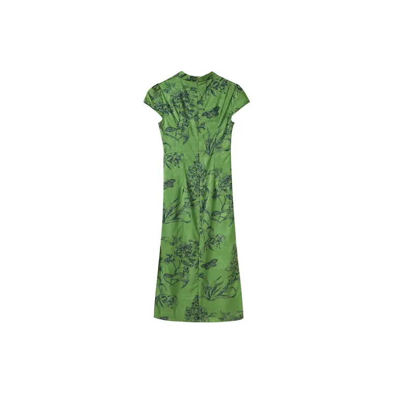 Local Gal Elegant Vintage Short Sleeved Dress Women's Green-1