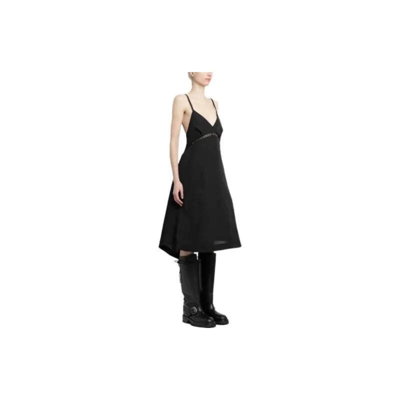 Sacai V Neck Sleeveless Midi Dress-2