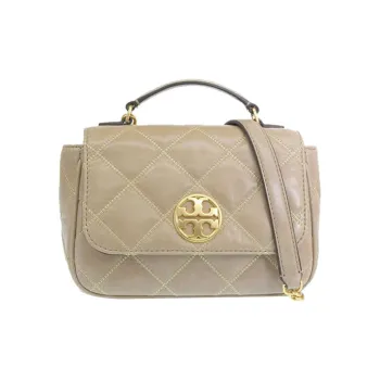 TORY BURCH Leather Handbag Shoulder Bag Crossbody Bag Small Size Women's Almond