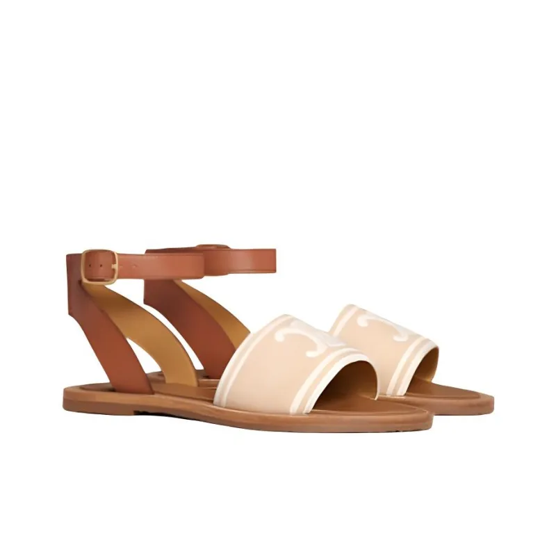 CELINE Lympia Sandal Beige Tan Women's-2