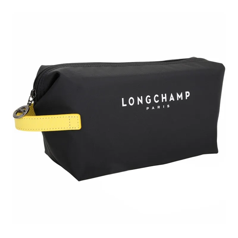 LONGCHAMP Nylon With Canvas Canvas Bag Handbag Toiletry Bag Women's Black-4
