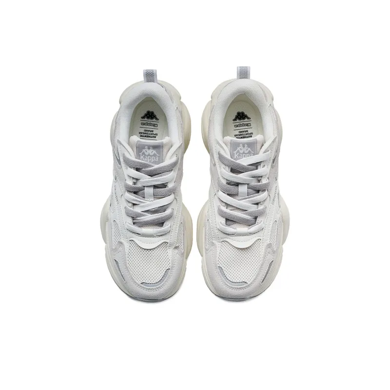 Kappa Anti Slip And Wear Resistant Height Increasing Low Top Chunky Sneakers Unisex Classic White-6