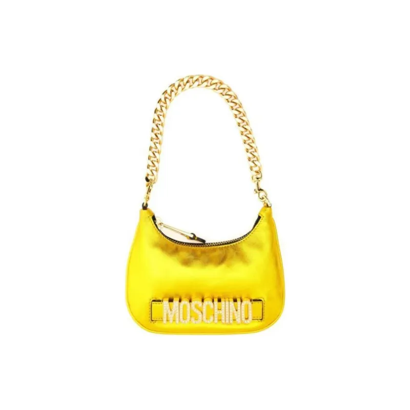 MOSCHINO Calfskin Handbag Shoulder Bag Women's Gold-0