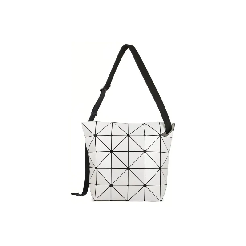 ISSEY MIYAKE SlashBLOCKY Polyester Blended Vinyl Chloride Bucket Bag Handbag Shoulder Bag Women's Light Gray White-3