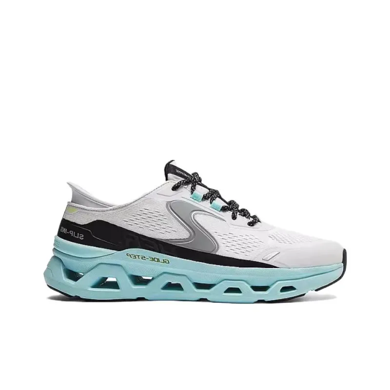 Skechers Slip Ins Cushioned Slip Resistant Low Top Casual Running Shoes Men's White Blue-1