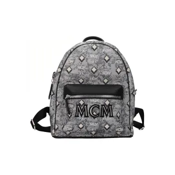 MCM Cow Leather Backpack Small Size Women's Gray