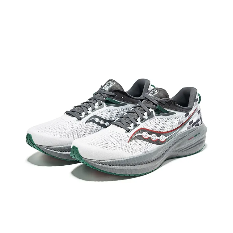 Saucony Triumph 21 Wear Resistant Low Top Training Running Shoes Unisex Gray Green-2