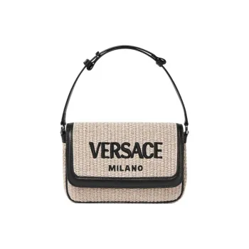 VERSACE Raffia Fiber Handbag, Shoulder Bag, Crossbody Bag Women's Beige
