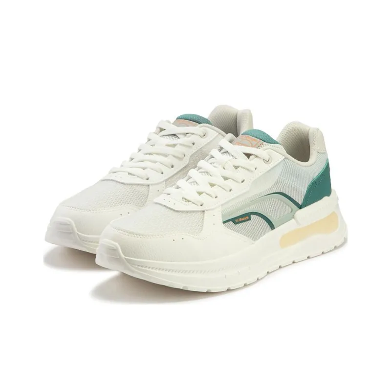 361° Abrasion Resistant Low Top Casual Running Shoes Men's White Green-2