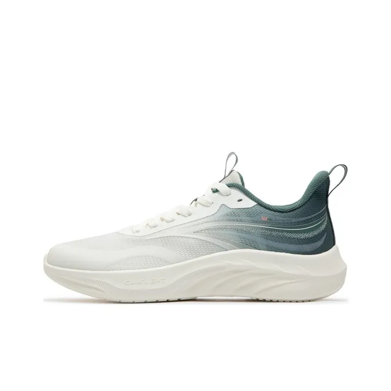 361° Wear Resistant Low Top Casual Running Shoes Men's White Green-0