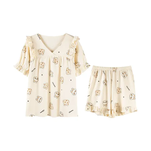 MIIOW Pajama Set Women's Beige Yellow