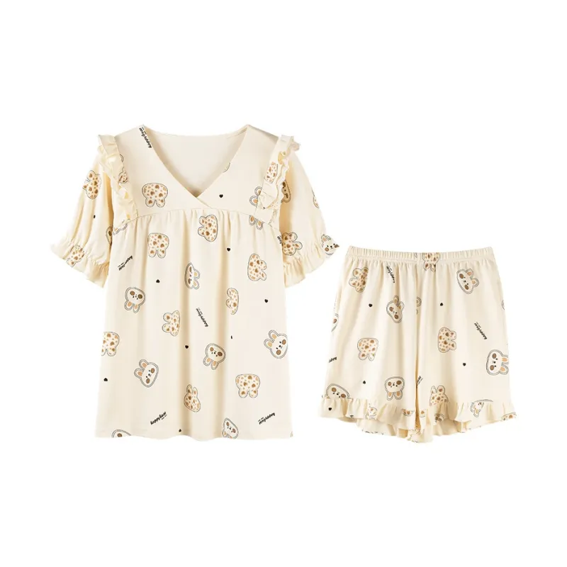 MIIOW Pajama Set Women's Beige Yellow-0