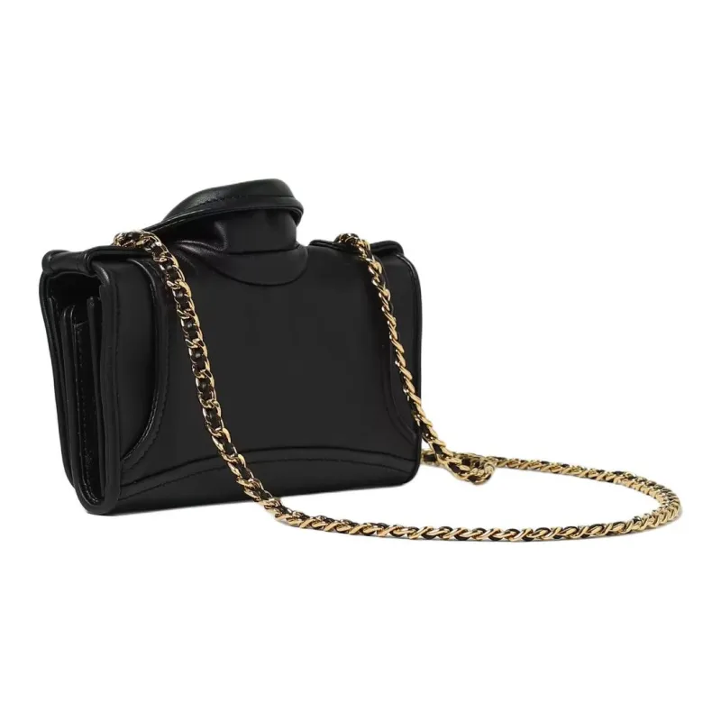 MOSCHINO Sheepskin Biker Jacket Bag Chain Bag Crossbody Bag Shoulder Bag Women's Black-3