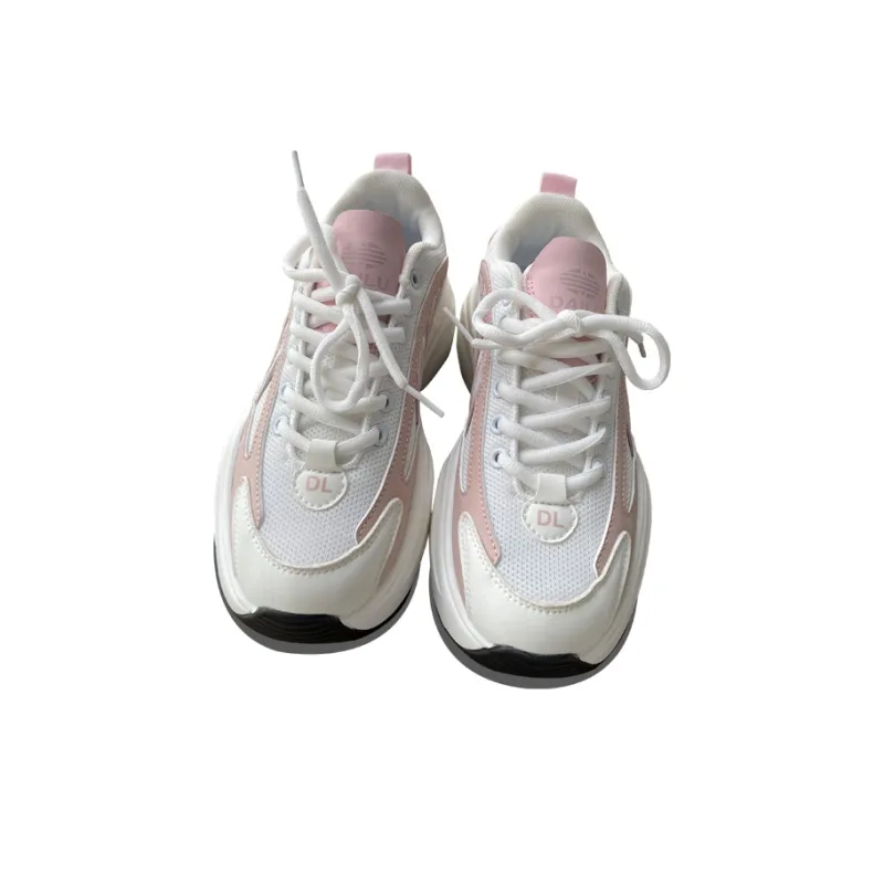 XLAIII Slip-Resistant Breathable Height Increasing Low-Top Chunky Sneakers Unisex White Gray-9