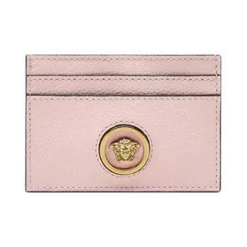 FANSIZHE La Medusa Grain Leather Card Holder Trumpets Women's Light Pink Red