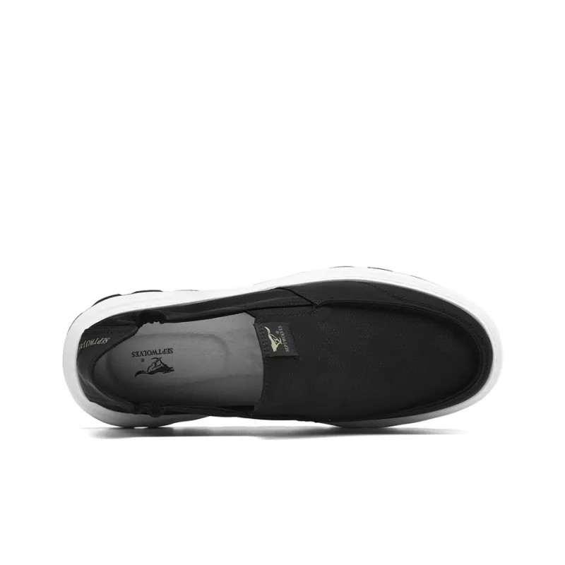 SEPTWOLVES Breathable Lightweight Low-Top Canvas Shoes Men's Black-3