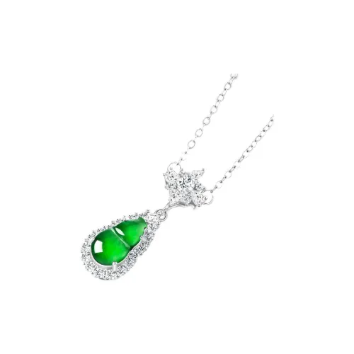 Artisan Lock Heart Jade Ice Glutinous Jadeite Necklaces Women's