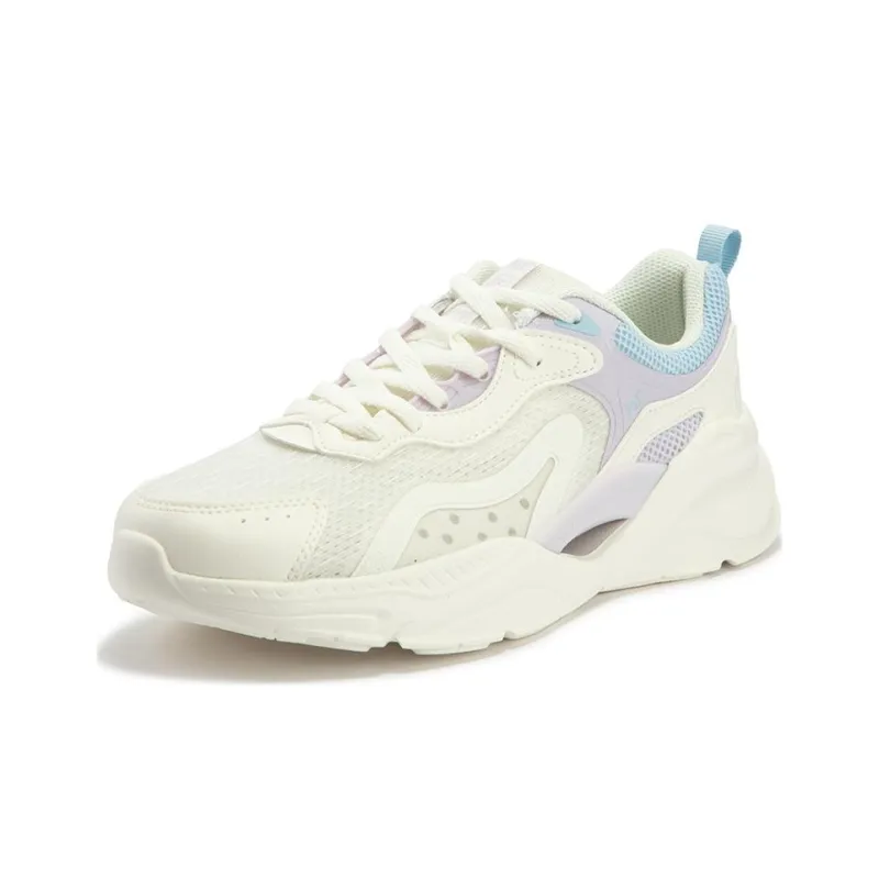 361° Abrasion Resistant Low Top Casual Shoes Women's White Purple-1